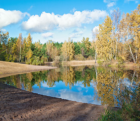 Image showing Autumn landscape at wood lake