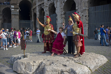 Image showing Tourists and soldiers