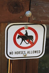 Image showing No Horses on Lawn Sign