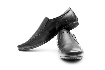 Image showing Pair of black man's shoes isolated on white background