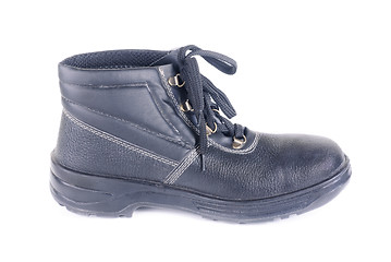 Image showing New  working man's boots black isolated on a white background. 