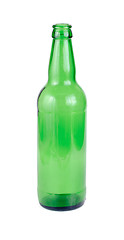 Image showing Empty green beer bottle isolated on the white  