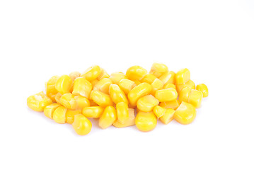 Image showing Sweet  marinated whole kernel corn  isolated  on  white