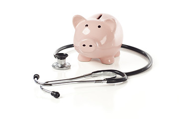 Image showing Piggy Bank and Stethoscope Isolated