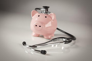 Image showing Piggy Bank and Stethoscope with Selective Focus