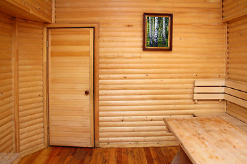 Image showing wooden interior of sauna rest room