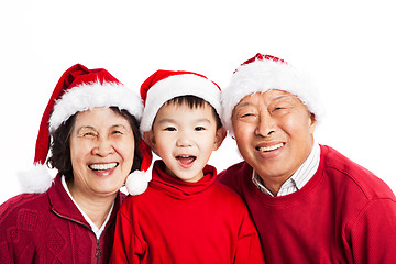 Image showing Asian grandparents celebrating Christmas