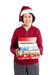 Image showing Senior Asian celebrating Christmas