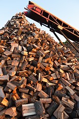 Image showing Firewood comes out of a machine