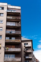 Image showing Apartment building against blue sky