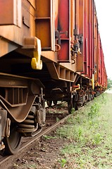 Image showing Old trains parking at trainstation