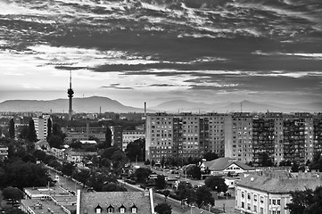 Image showing Black and white photo of a city