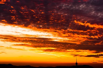 Image showing Sunset with orange clouds