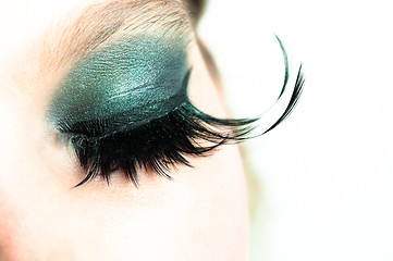 Image showing Eye of a girl with extreme makeup
