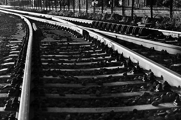 Image showing Black and white photo of old rail