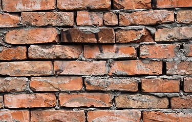 Image showing Abandoned brick wall background on industrial building