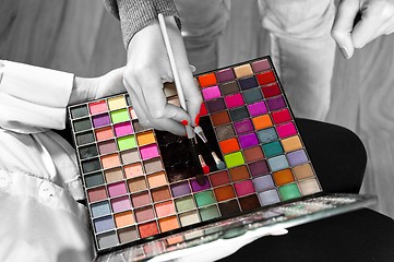 Image showing Makeup and cosmetics in selective colors