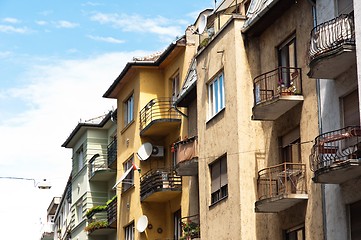 Image showing Generic apartment building in Europe against blue sky