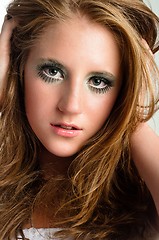 Image showing Autumnal makeup on young beautiful model