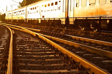 Image showing Railway at the golden hour