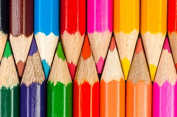 Image showing Colorful pencils closeup macro shot