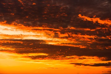 Image showing Sunset with orange clouds