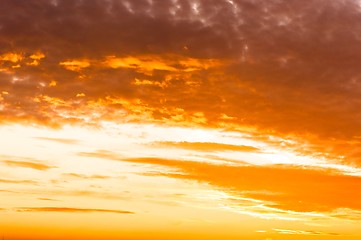 Image showing Sunset with orange clouds