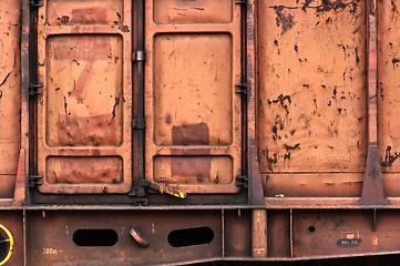 Image showing Abandoned metal texture with doors on a train