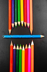 Image showing Conceptual photo of some pencils representing a mouth