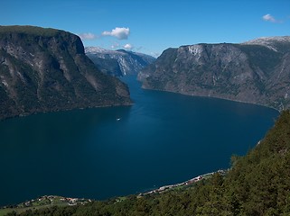 Image showing View over Nærøyfjorden