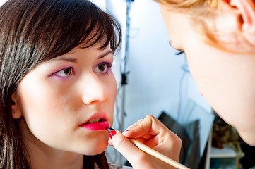 Image showing Model is getting prepared in the studio