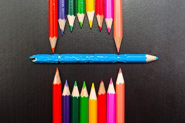 Image showing Conceptual photo of pencils representing a mouth of a monster