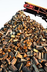 Image showing Firewood comes out of a machine