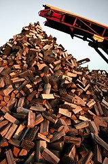 Image showing Angle shot of a pile of firewood