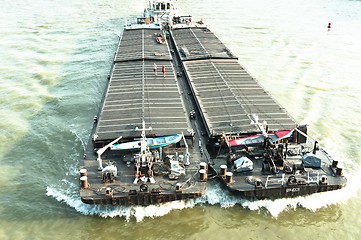 Image showing Angle shot of a big oil tanker on the sea