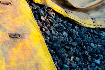 Image showing Black coal in yellow bag