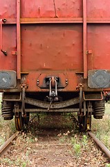 Image showing Old trains parking at trainstation