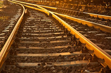 Image showing Railway at the golden hour