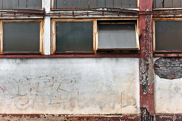 Image showing Part of an industrial building with opened window