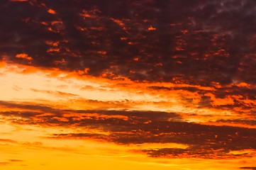 Image showing Sunset with orange cloud