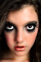 Image showing Closeup of a beutiful young girl with great makeup