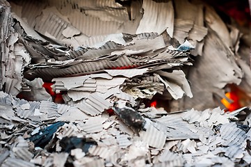 Image showing Paper burning in a recycle center