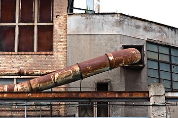 Image showing Industrial building with big pipe