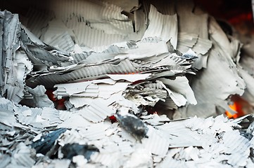 Image showing Papers burning in recycle center