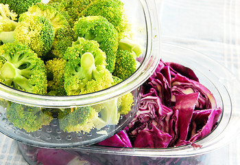 Image showing Colorful vegetables in steamer