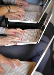 Image showing 	Girls with laptop