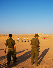 Image showing Israeli soldiers excersice in a desert