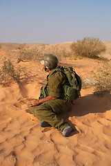 Image showing Israeli soldiers excersice in a desert