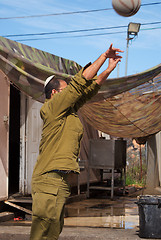 Image showing Soldiers playing basketball