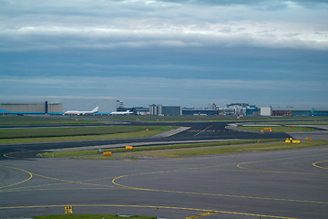 Image showing Runways and hangars at an airport